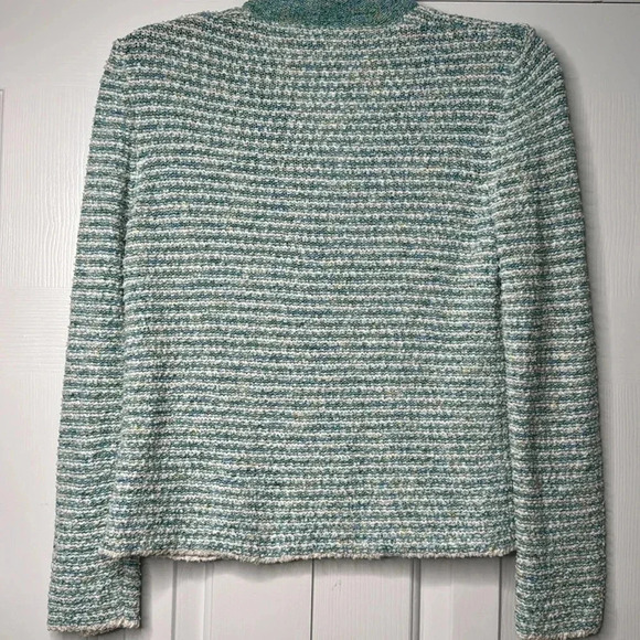 Amina Rubinacci-Italy Contone tweed jacket cardigan size 46 Large in blue/green - Picture 2 of 5